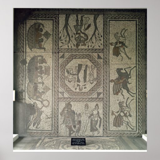 Mosaic pavement from the Roman villa at Low Poster