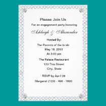Mosaic Rose engagement party invitations