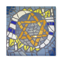 Mosaic Star of David White Talit magnets by jomodad Mosaic Star of David White Talit magnets