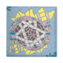 Mosaic Star of David with Pink Tailit magnets by jomodad Mosaic Star of David with Pink Tailit magnets