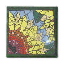Mosaic Sunflower Fridge Magnets