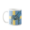 Mosaic Swedish Blue Dala Horse mugs