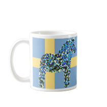 Mosaic Swedish Blue Dala Horse mugs