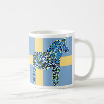 Mosaic Swedish Blue Dala Horse mugs by punkiebunnies Mosaic Swedish Blue Dala Horse mugs