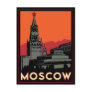 moscow russia kremlin art deco retro travel postcard
