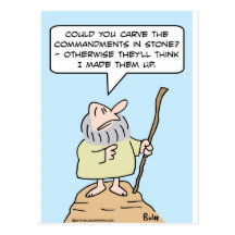 moses commandments in stone carve postcard