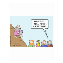 moses commandments red tape post card