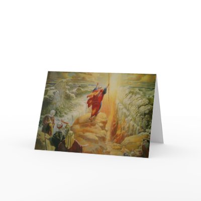Moses parting the red sea greeting card. by maximus7