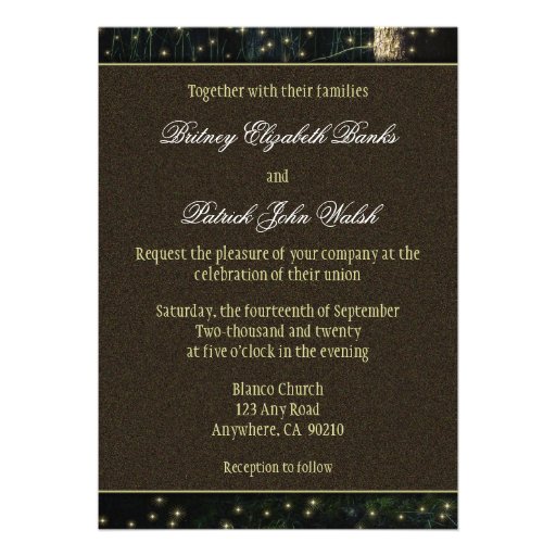 Moss Enchanted Forest Firefly Wedding Invitations