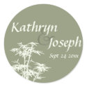 Moss green bamboo custom wedding favor label sticker