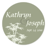 Moss green bamboo custom wedding favor label stickers
