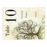 Moss Green & Brown Tree Swirl Table Number Postcard