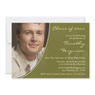 Moss green photo graduation party announcement zazzle_invitation