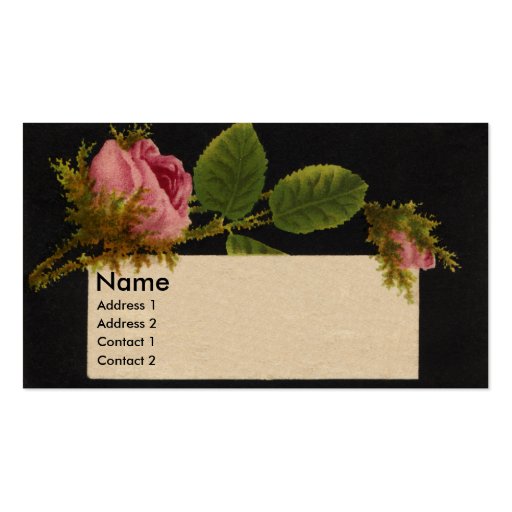 Mossy Pink Rose Victorian Trade Card Business Card Templates (front side)