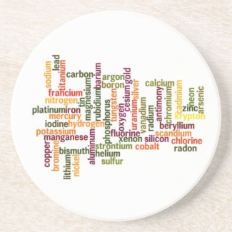 Most Common Elements (Word Cloud Chemistry) Beverage Coaster