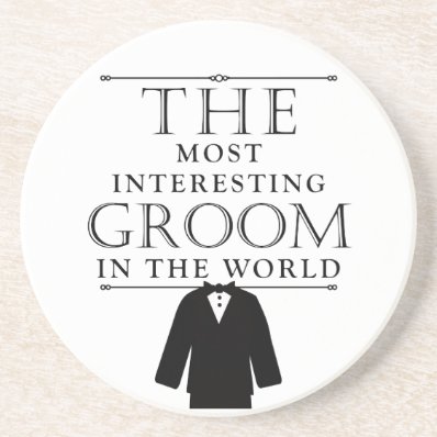 Most Interesting Groom Bachelor Coaster, Black Drink Coaster
