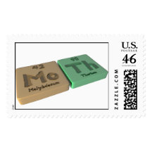 Moth as Mo Molybdenum and Th Thorium Postage Stamp