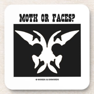 Moth Or Faces? (Optical Illusion Black White) Drink Coasters