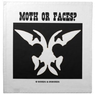 Moth Or Faces? (Optical Illusion Black White) Printed Napkins