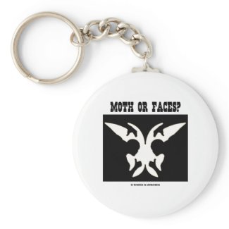 Moth Or Faces? (Optical Illusion) Key Chains