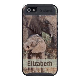 Mother and Baby African Elephant Personalized Covers For iPhone 5