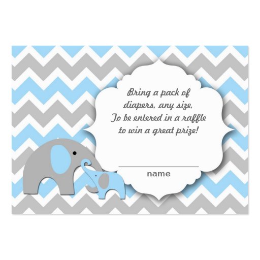 Mother and baby elephants diaper raffle tickets business card (front side)