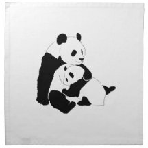 Mother and Baby Panda Hugging Custom Napkins