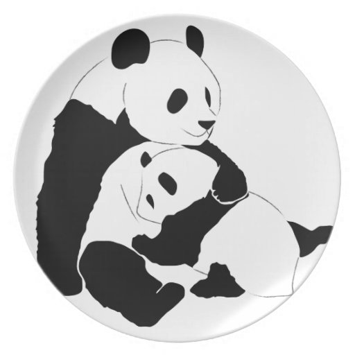 Mother and Baby Panda Hugging Custom Plate