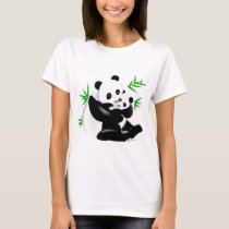 Mother and baby pandas t-shirts