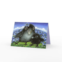 Mother and baby raven cards