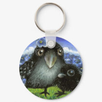 Mother and baby raven keychains