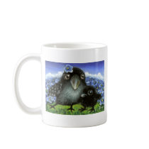 Mother and baby raven mugs