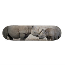 Mother and Calf Black Rhinoceros Diceros Bicornis Skate Deck