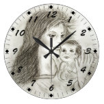 Mother and Child Round Wallclock