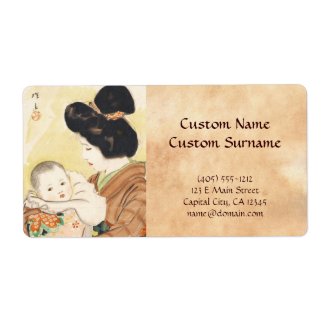 Mother and Child Shinsui Ito japanese portrait art Custom Shipping Labels