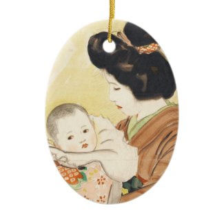 Mother and Child Shinsui Ito japanese portrait art Christmas Tree Ornament
