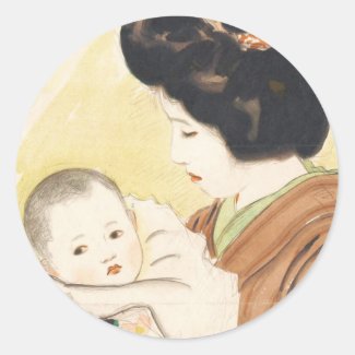 Mother and Child Shinsui Ito japanese portrait art Stickers