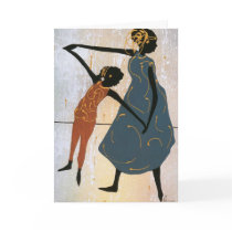 Mother and Daughter dancing birthday Card