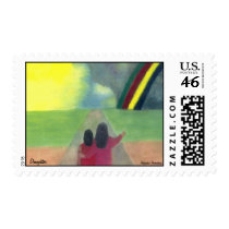 Mother And Daughter Painting Postage Stamps