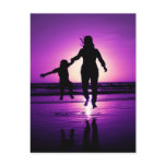Mother and son Child Beach Jumping Postcard