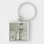 Mother and Son Walking Keychain