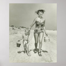 Mother and Son Walking Posters