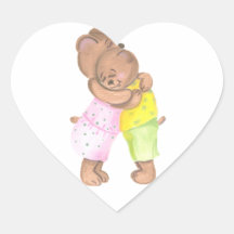 Mother Bear and Her Cub Show Love Heart Stickers