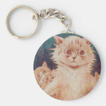 Mother Cat and Five Kittens Artwork by Louis Wain Key Chain