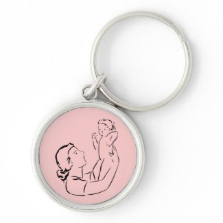 Mother & Child Outline Round or Square Keychain