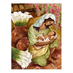MOTHER & CHILD WITH CALA LILIES - MULTI POSTCARD