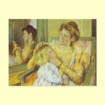 Mother Combing Her Child's Hair. 1901, Mary Cassat postcards by vintagegiftmall Mother Combing Her Child's Hair. 1901, Mary Cassat postcards