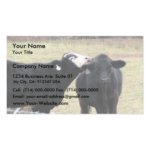 Mother Cows Licking Her Infant Business Card Template (front side)