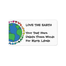 Mother Earth Day Save The Planet Rainbow Hearts Custom Address Label
