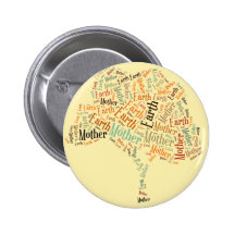 Mother Earth Word Cloud in Shape of Tree Button